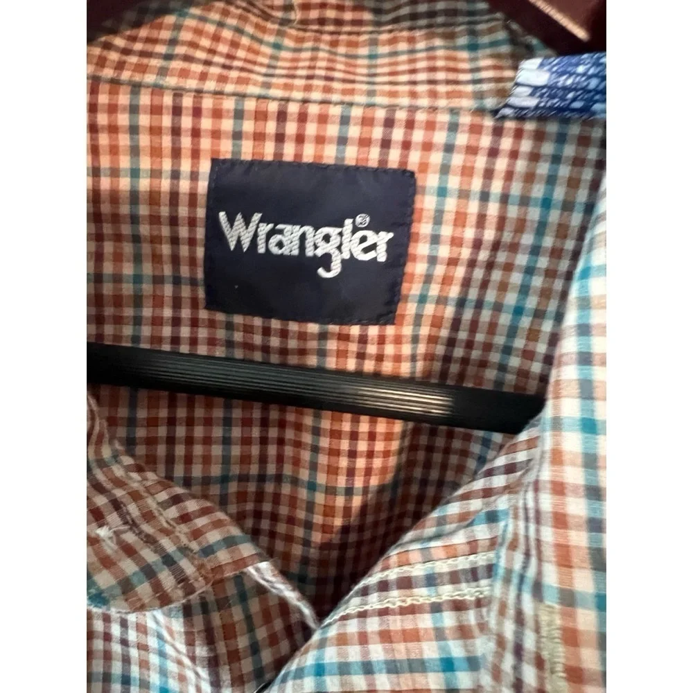 Wrangler Men's XXL Maroon Khaki Long sleeve Pearl Button Snap Western Shirt #750